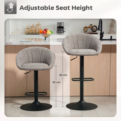 Relodi Lifa Set Of 2 Grey Upholstered Relaxed Tub Style Bar Chairs
