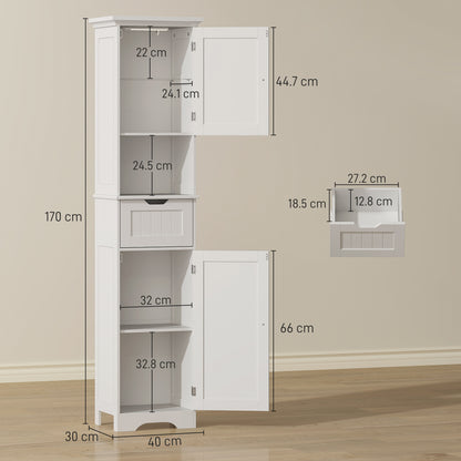 Morale Slim Bathroom Storage Cabinet With Integrated Sensor Lighting White