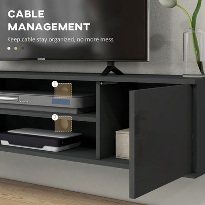 Minoco Wooden Grey Floating TV Stand With Shelf and Doors For Screens Up To 60 Inches