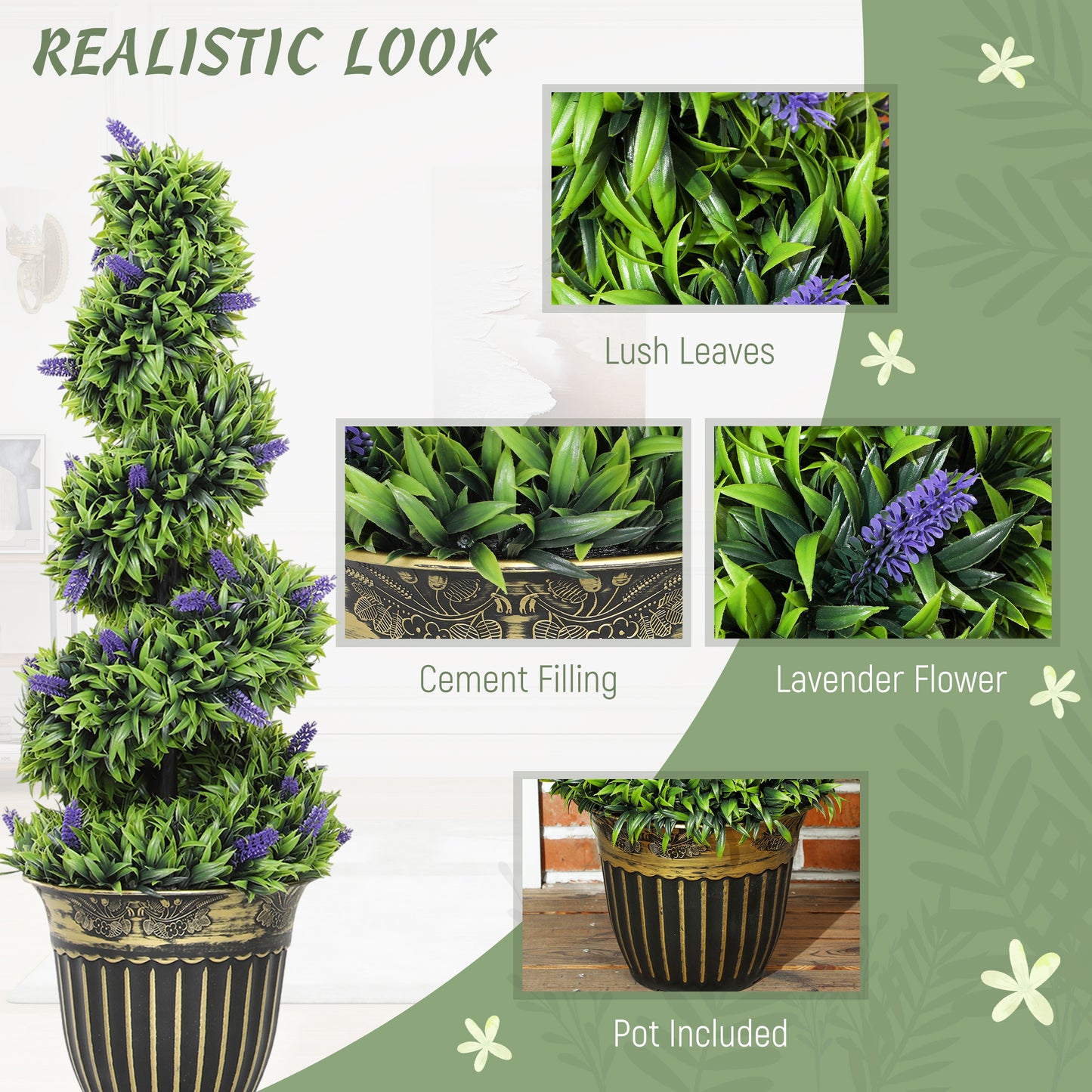 Vadi Set Of 2 Artificial Lavender Style Trees H8 90cm