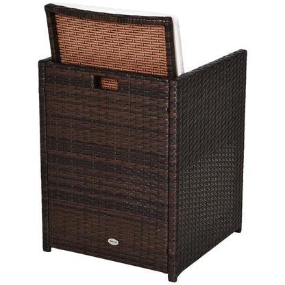 Nevani Rattan Brown 2 Seater Cube Garden Dining Set With Armchairs Stools And Rectangular Glass Table
