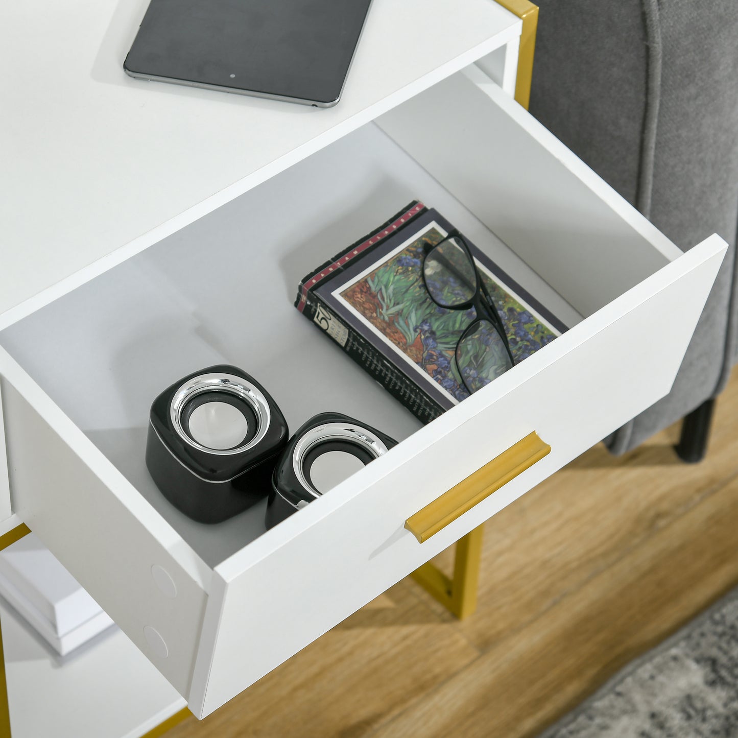 Fimase Set Of 2 Wooden White Bedside Tables With Drawer And Shelf