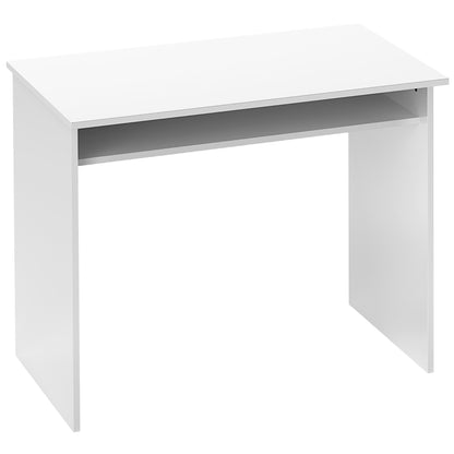 Selu 90cm High Gloss White Compact Study Desk With Storage Shelf