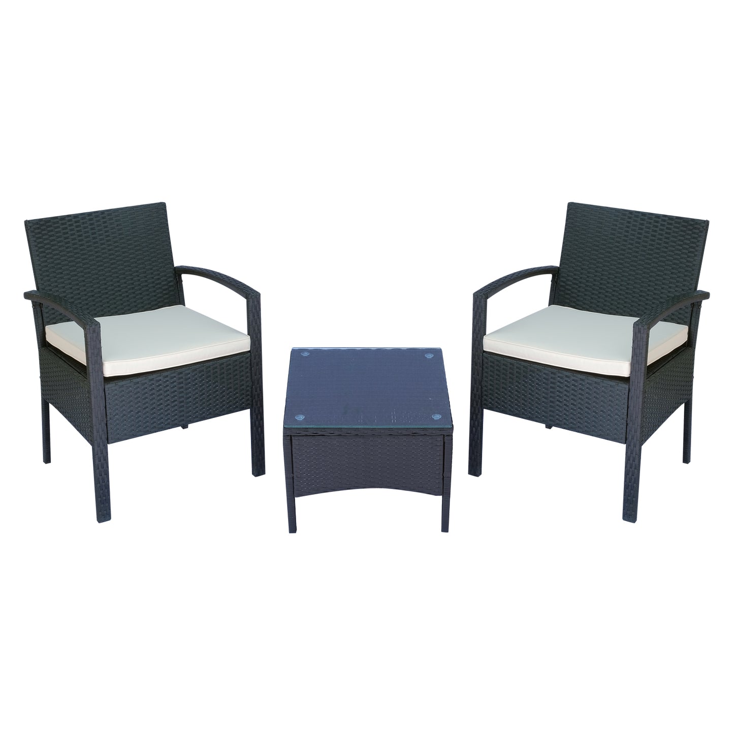 Veka Rive Black Rattan 2 Seater Bistro Table And Chair Set