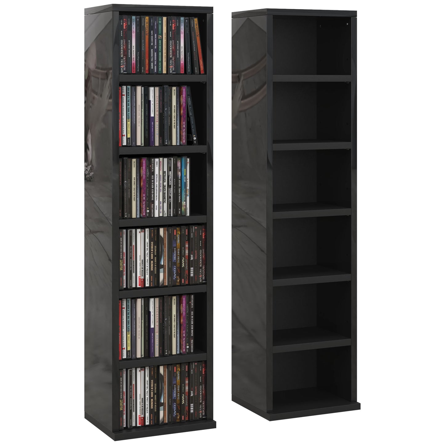 Kera Mimo High Gloss Black Set Of 2 CD Storage Units With 102 Disc Capacity