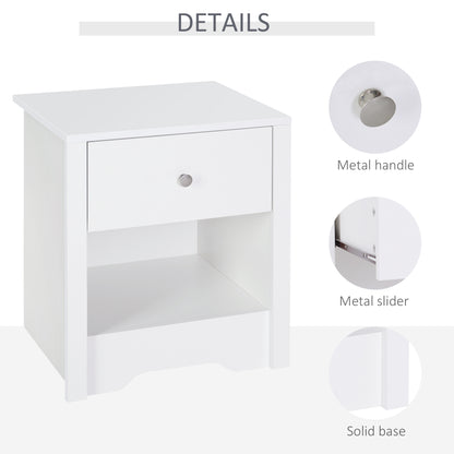 Vadoma Rika Wooden White Set Of 2 Bedside Tables With Drawer And Open Shelf