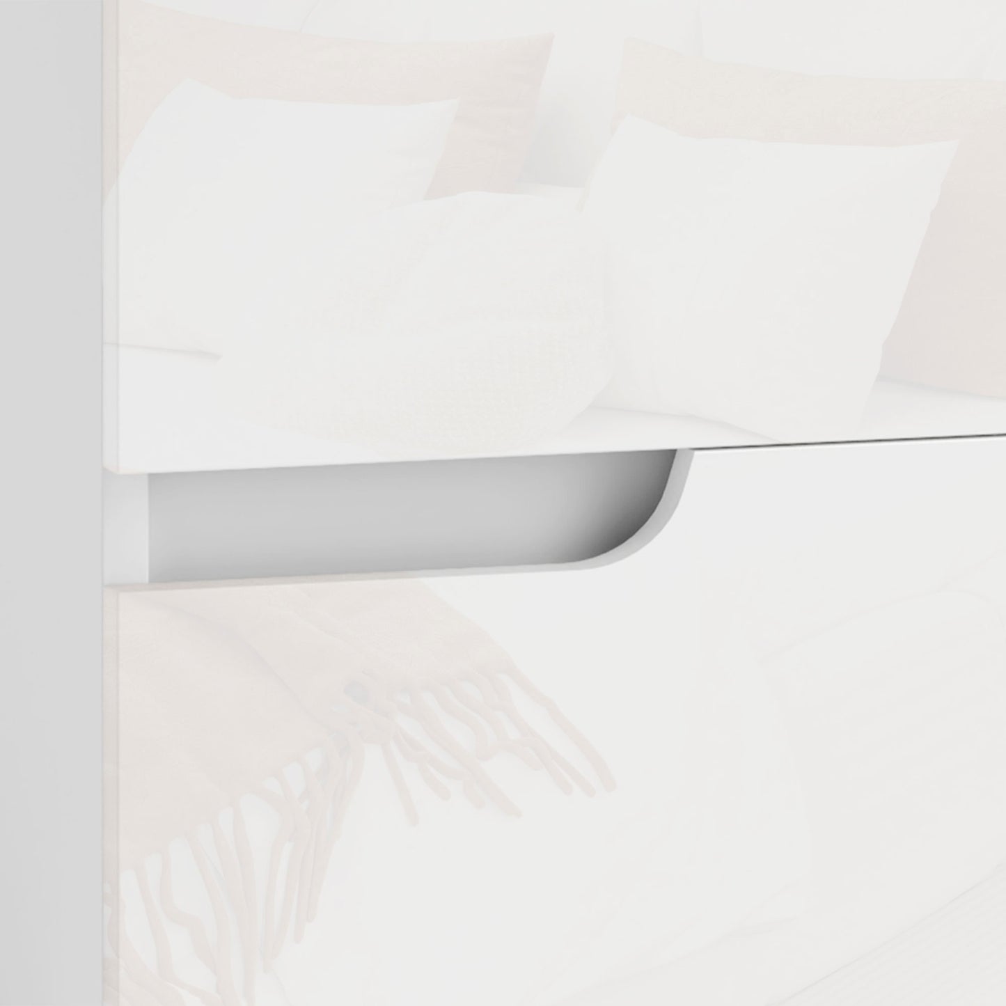 Kavaha Set Of 2 High Gloss White Bedside Tables 2 Drawers