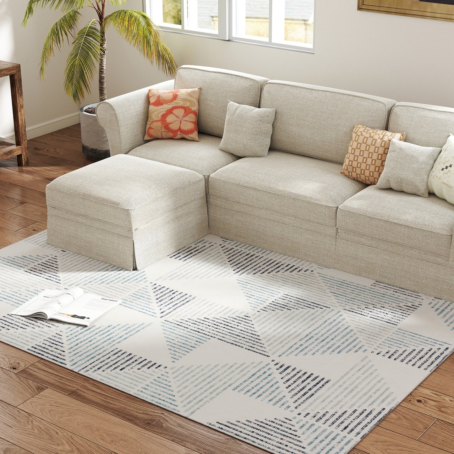 Keni Polyester Multi Colour Geometric Non Slip Washable Rug 230 x 160 cm