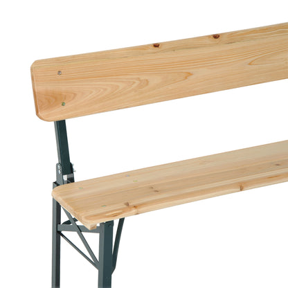 Mamoni Wood Natural Portable Folding Picnic Table With 2 Benches