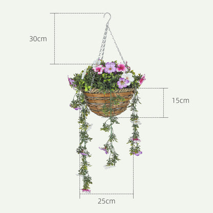 Lileke Redo Set Of 2 Artificial Azalea Hanging Planters In Pink And White