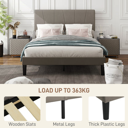 Nare 4FT6 Double Bed Frame With Soft Touch Upholstered Headboard Grey