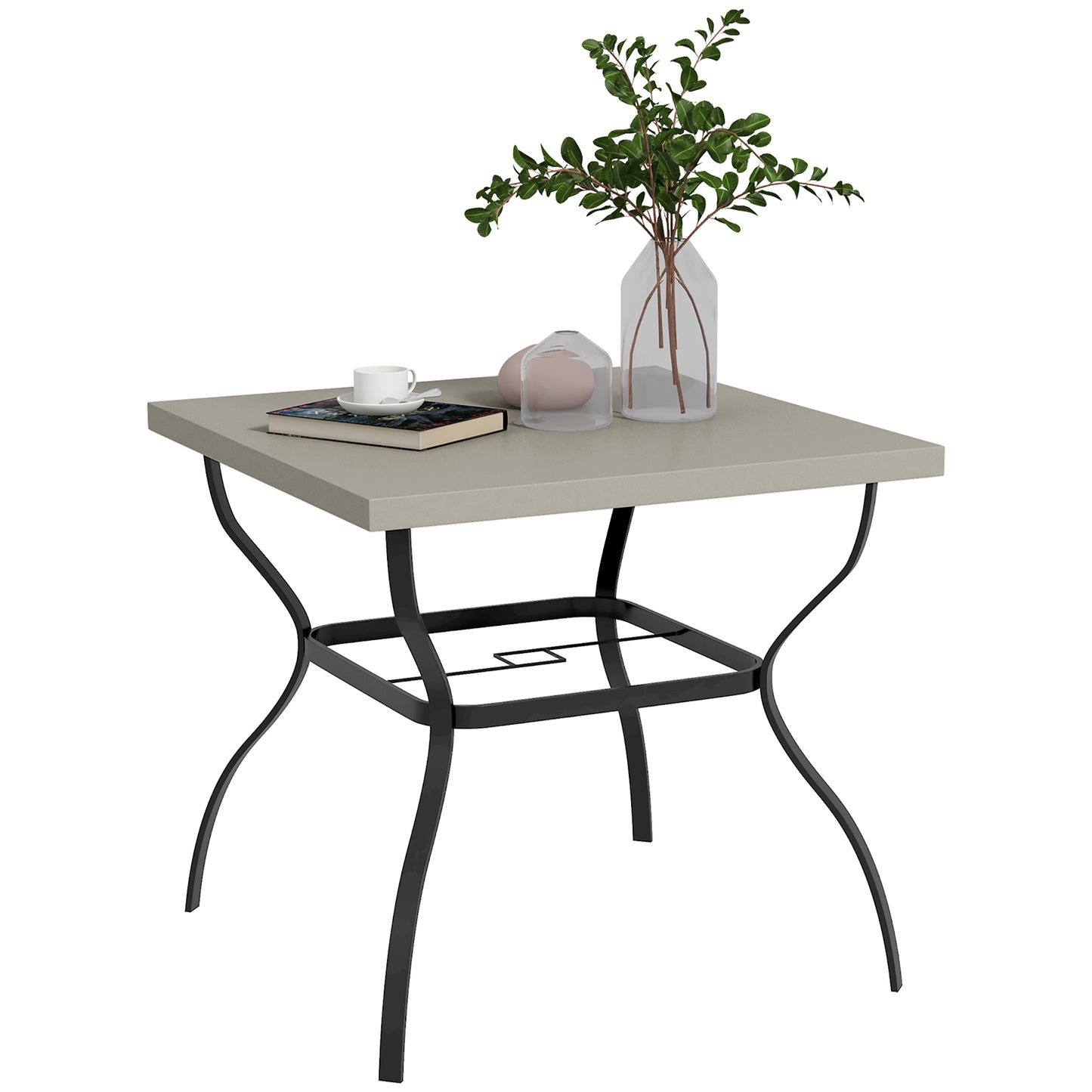 Coel Steel Grey And Black 4 Seater Garden Table With Parasol Hole