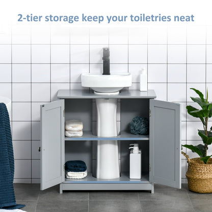 Seseha Grey Under Sink Vanity Cupboard With Double Doors And Adjustable Shelving For Fauxdestal Or OFauxn Basin