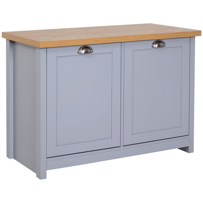 Zifa Grey and Natural Wooden  Shoe Cabinet With 2 Doors For Hallway Storage