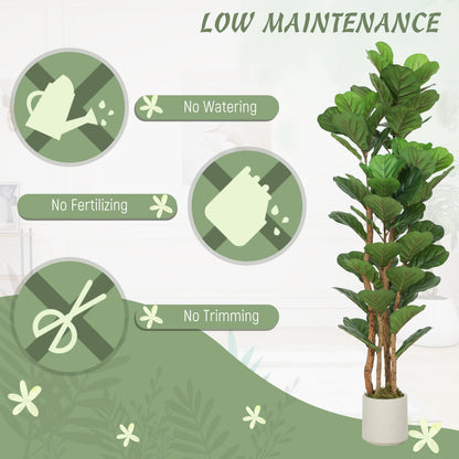Toelna Artificial Fiddle Leaf Fig Style Tree With Broad Leaves H8 150cm Green