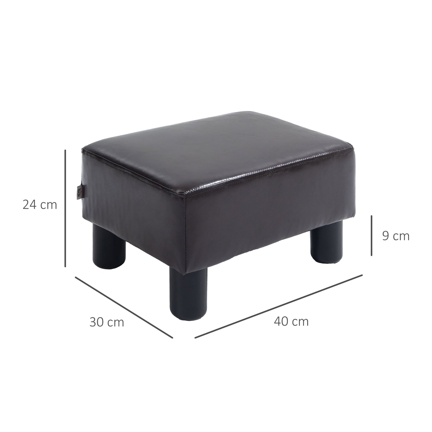 Fatopa Brown Faux Leather Cube Footstool With 4 Plastic Feet
