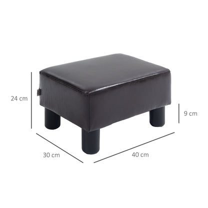 Fatopa Brown Faux Leather Cube Footstool With 4 Plastic Feet