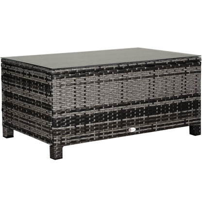 Lolifi Grey Rattan Outdoor Coffee Table With Glass Top