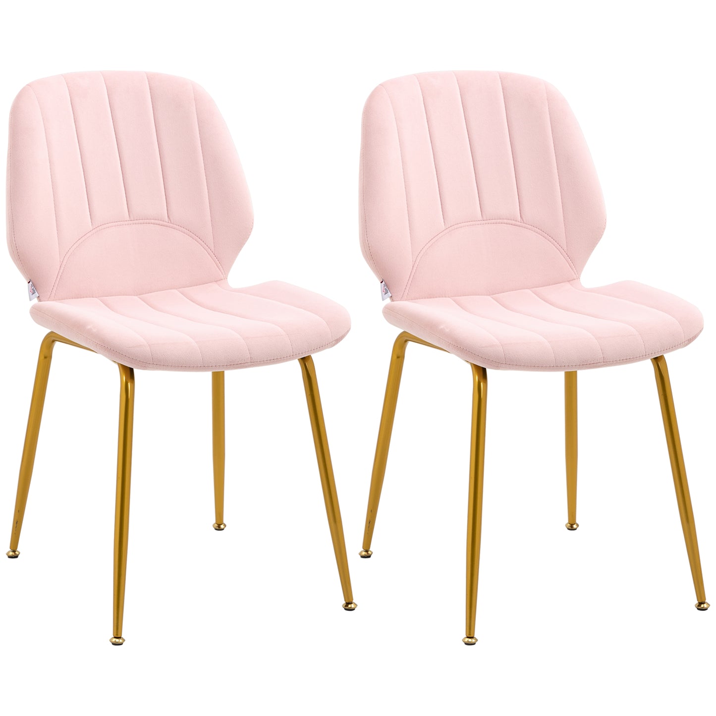 Hana Velvet Pink Dining Chairs Set Of 2 With Padded Seat And Steel Legs
