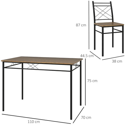 Birutte Wooden Oak Effect And Black 5 Piece Minimal Dining Set