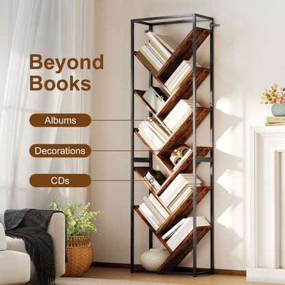Dico Metal And Wood Black And Brown 10 Tier Industrial Display Bookcase