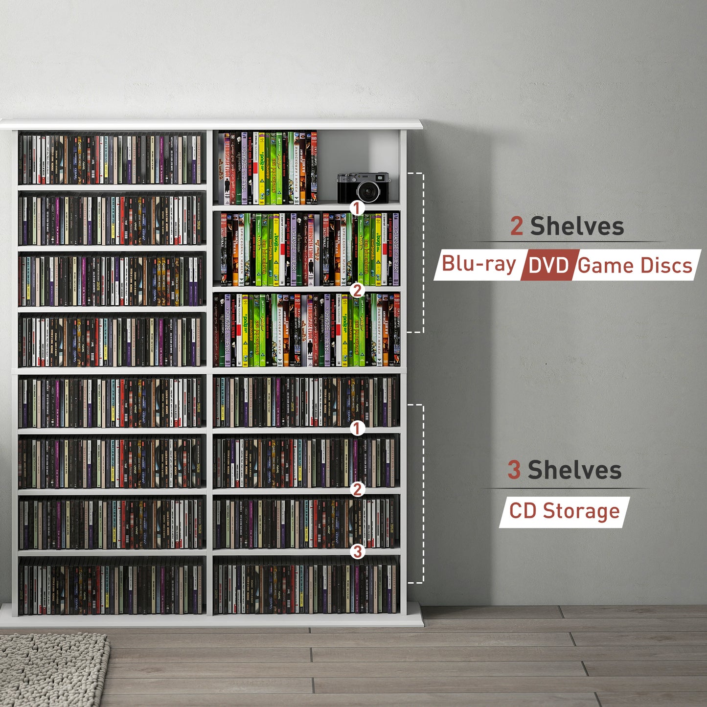 Nedoro Fasa Wood White 6teen Compartment Media Storage Shelf