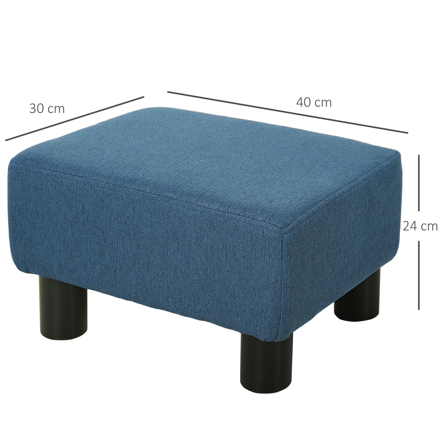 Fatopa Linen Blue Cube Footstool With 4 Plastic Feet