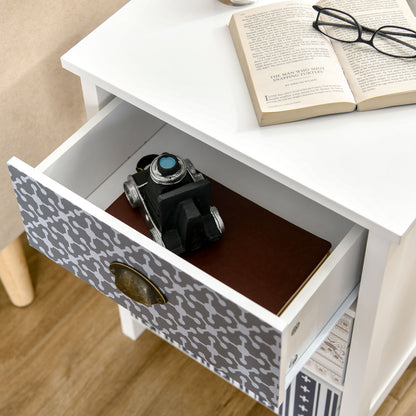 Lodive Set Of 2 Blue Shabby Chic 3 Drawer Bedside Tables With Metal Handles