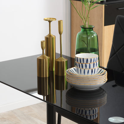 Zinelalo Metal And Wooden Black Modern 5 Piece Dining Table Set For 4