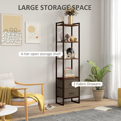 Lufa Metal And Wood Industrial 4 Tier Display Shelf With Lower Drawers