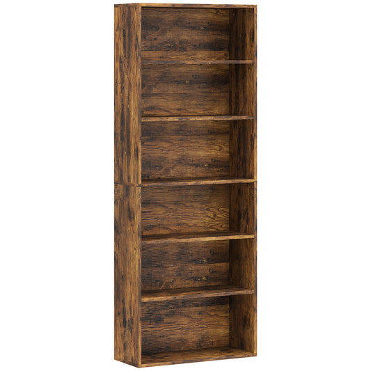 Lutoso Sama Wooden Rustic Brown 6 Tier Storage Bookcase