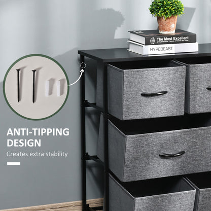 Vazimo Fabric And Metal Dark Grey 8 Drawer Foldable Storage Chest