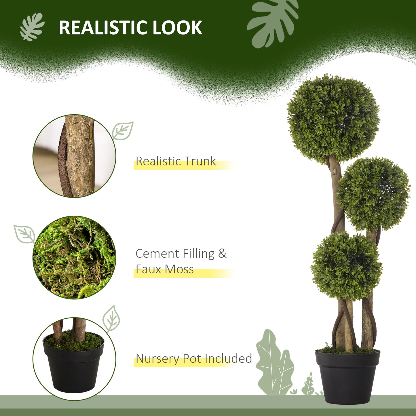 Sasafa Tane Set Of 2 Light Green Artificial Boxwood Ball Topiary Trees In Pots H8 90cm