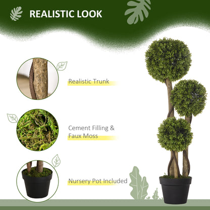 Sasafa Tane Set Of 2 Light Green Artificial Boxwood Ball Topiary Trees In Pots H8 90cm