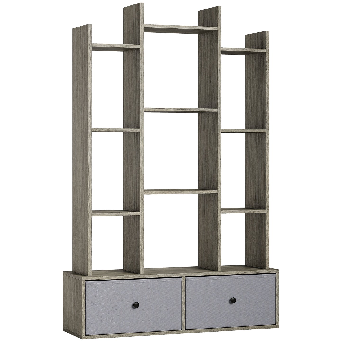 Rive Keba Wooden Graphite Wood Effect 12 Compartment Storage Unit With Drawers