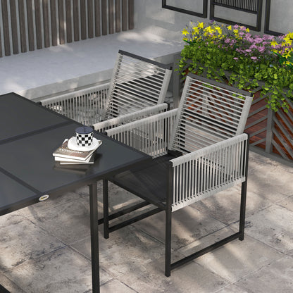 Riha Metal Grey 8 Seater Garden Dining Set Rattan String Design