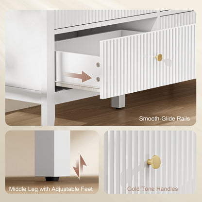 Lezi Wooden White 6 Drawer Fluted Storage Dresser