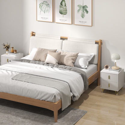 Nehana Set Of 2 Wooden White And Gold Tone 2 Drawer Bedside Chests