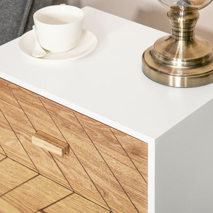 Sutare Wood Natural Finish 2 Drawer Bedside Table with Chevron Design