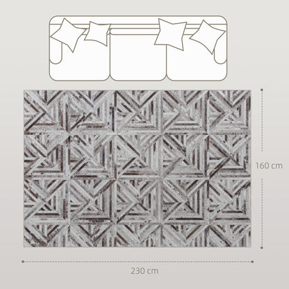 Nemane 230 x 160cm Chenille Brown Triangle Pattern Non Slip Washable Rug