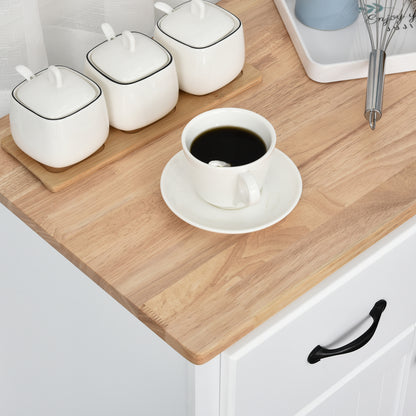 Vamalu Wooden White Kitchen Cabinet With 2 Drawers For Dining And Living Spaces