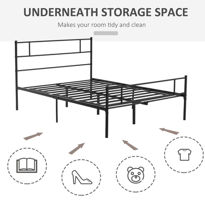Palo 4FT6 Double Metal Bed Frame with Headboard and Footboard