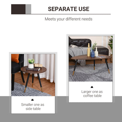 Nera Wood Walnut Finish Set Of 2 Scandinavian Style Coffee Tables