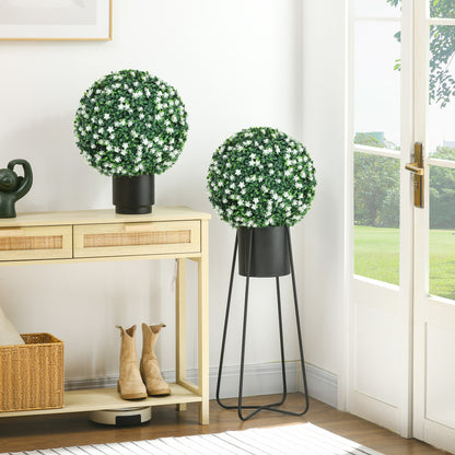 Radi Set Of 2 Artificial Boxwood Ball Plants In White Finish