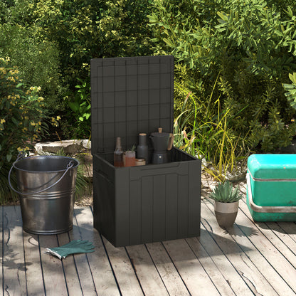 Baseso Plastic Charcoal Grey Outdoor Storage Chest With Lift Lid 107 Litre Capacity