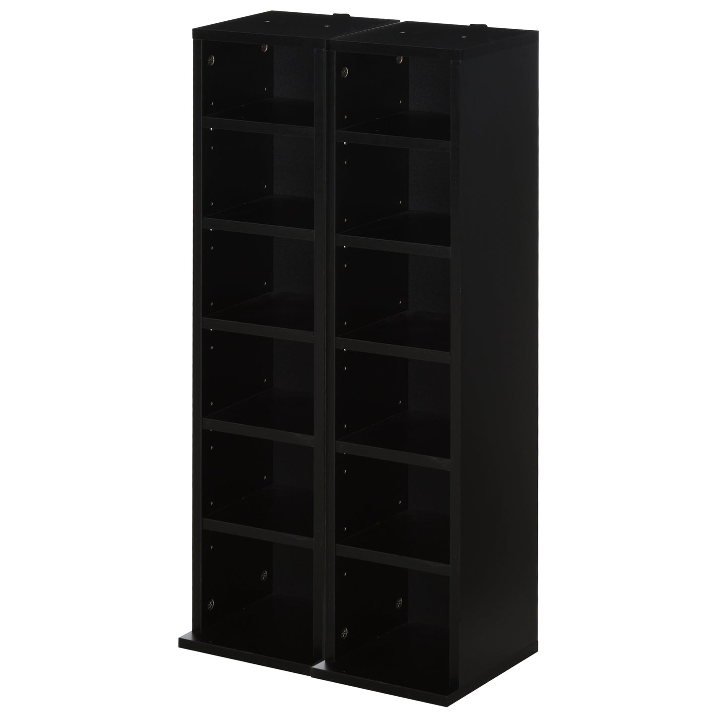 Dofafi Wood Black Set Of 2 CD And Blu Ray Media Storage Towers With Adjustable Shelves