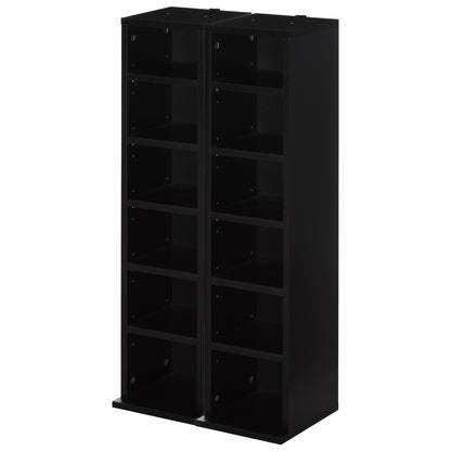 Dofafi Wood Black Set Of 2 CD And Blu Ray Media Storage Towers With Adjustable Shelves