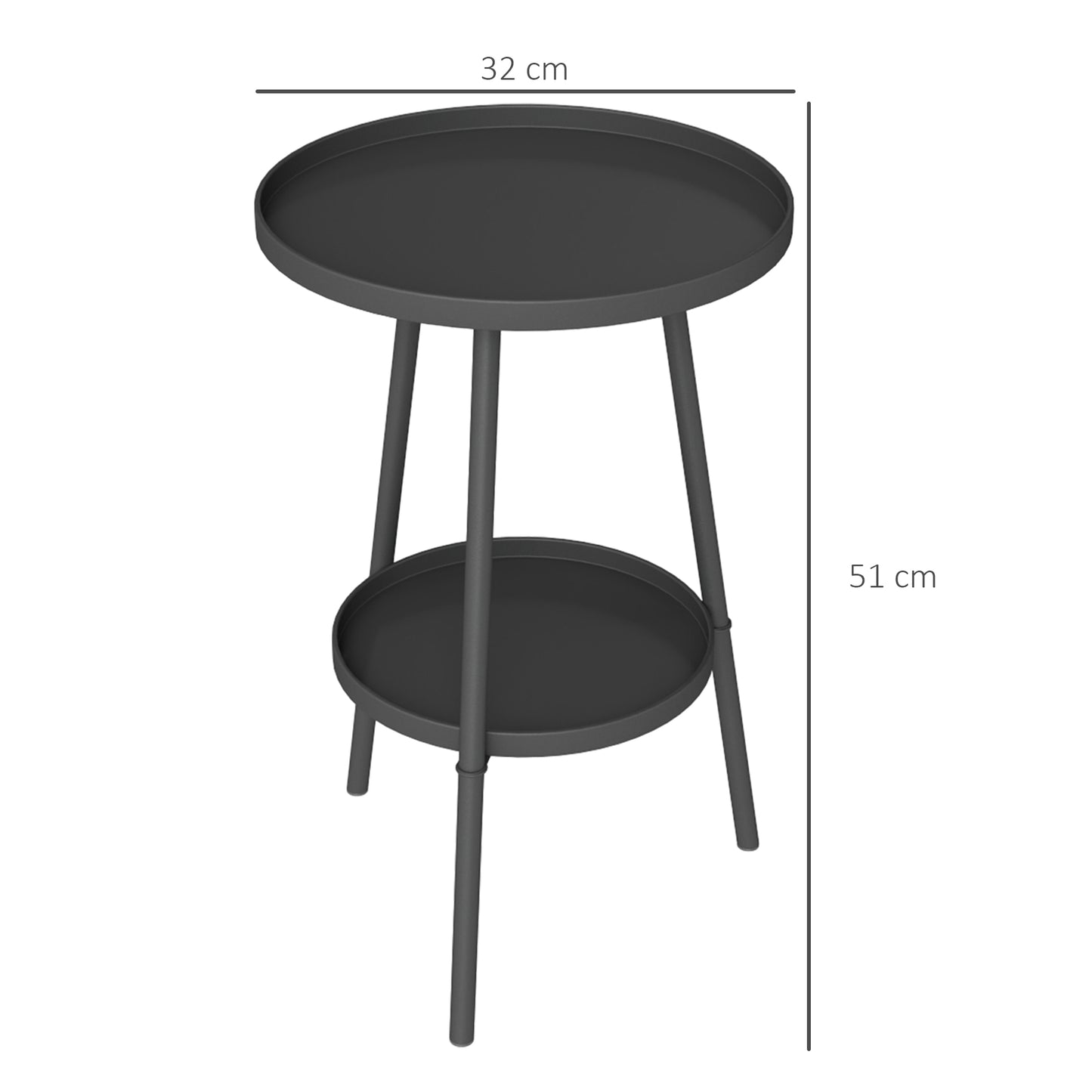 Tocore Metal Black 2 Tier Outdoor Garden Double Try Bistro Table