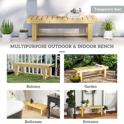 Nika Fir Wood Natural 2 Seater Indoor Outdoor Garden Bench 110 x 38 x 35 cm