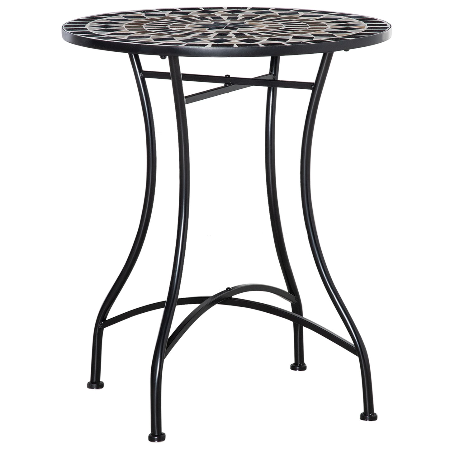 Pamone Metal Black Round Mosaic Outdoor Patio Bistro Table